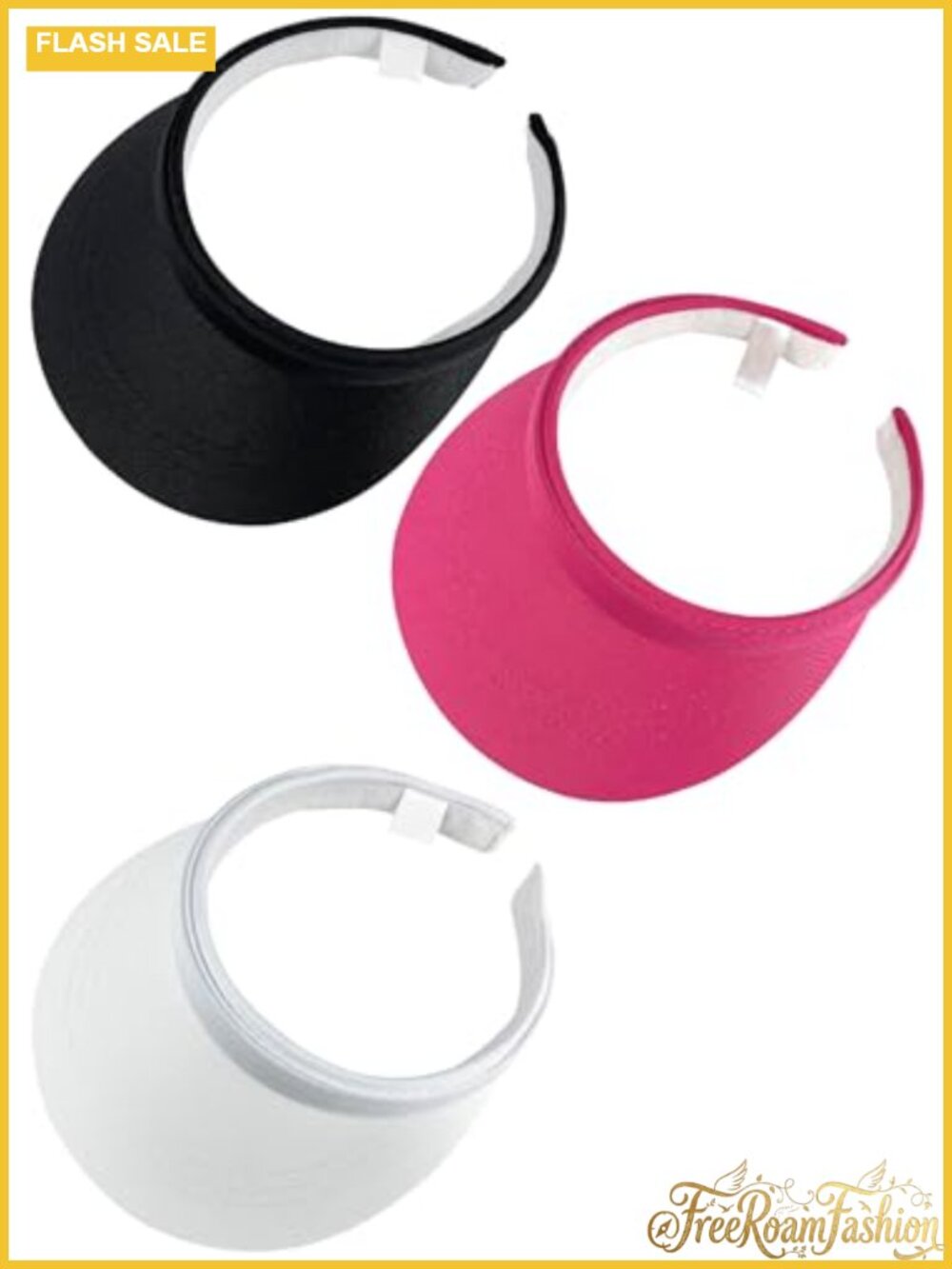 3 Pack Clip-On Sun Visor Hats Adjustable Backless Sports Cap